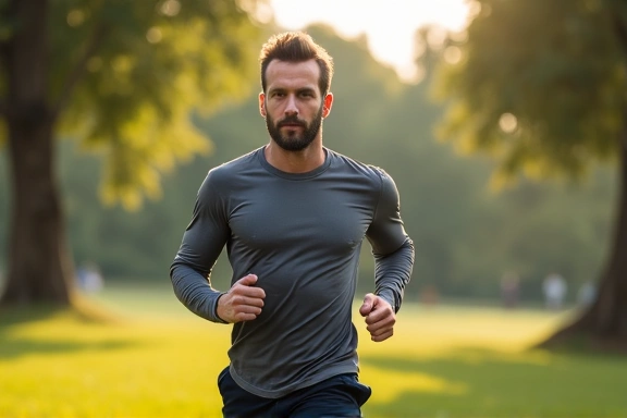 Uomo che corre all'aperto, simbolo di uno stile di vita attivo