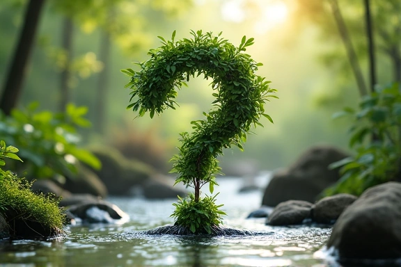 Punto interrogativo fatto di elementi naturali