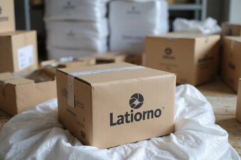 Imballaggio di un prodotto Latirno pronto per la spedizione